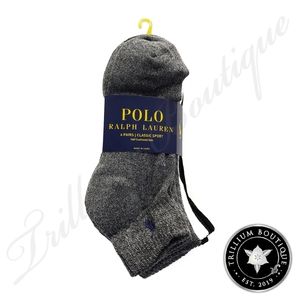 Polo Ralph Lauren Men's Athletic Quarter Socks 6 Pairs Neutral Casual Sporty